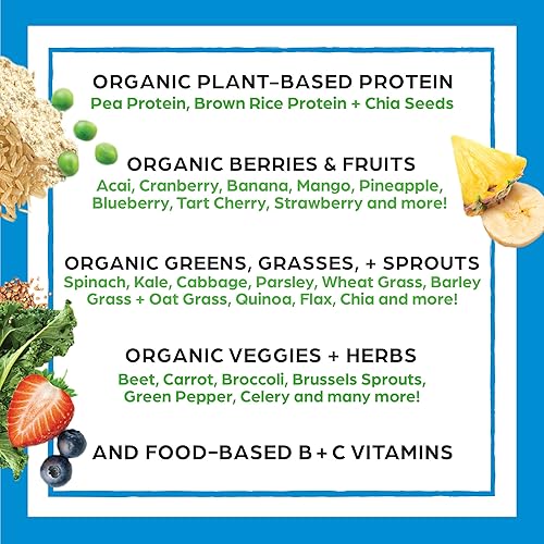 Orgain Organic Protein Superfoods Powder, Vanilla Bean - 21g of Protein, Vegan, Plant Based, 5g of Fiber, No Dairy, Gluten, Soy or Added Sugar, Non-GMO, 2.02lb