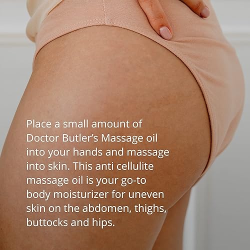 Doctor Butler's Skin Smoothing Massage Oil – Anti Cellulite Body Oil for Women & Men and Moisturizer with Collagen, Lavender, Jasmine, Patchouli, Coconut Oil and More Essential Oils 8 FL oz