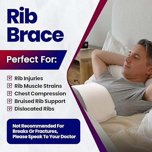 Rib Brace Chest Binder – Beige Rib Belt to Reduce Rib Cage Pain. Chest Compression Support for Rib Muscle Injuries, Bruised Ribs or Rib Flare. Breathable Chest Wrap Breast Binder Women or Men LXL