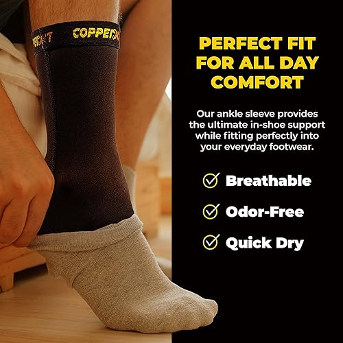 CopperJoint Compression Ankle Sleeve – Copper Infused High-Performance Breathable Design, Provides Comfortable and Durable Joint Support - All Lifestyles - Single