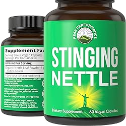Organic Stinging Nettle. Vegan Capsules Made with Organic Stinging Nettle Leaf Powder for Prostate, Hair Growth, Allergy. Better Than Root Extract. Plant Based Herb Supplement Pills, Tablets