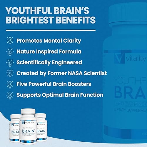 Youthful Brain | Memory & Brain Health Support Supplement - Doctor Formulated Brain Booster Clarity with Bacopa Monnieri, Ginkgo Biloba, B12 - Easy to Swallow Tablets - 30-Day Supply 60 Count