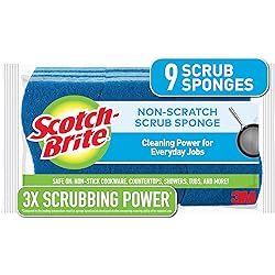 Scotch-Brite Non-Scratch Scrub Sponges, For Washing Dishes and Cleaning Kitchen, 9 Scrub Sponges