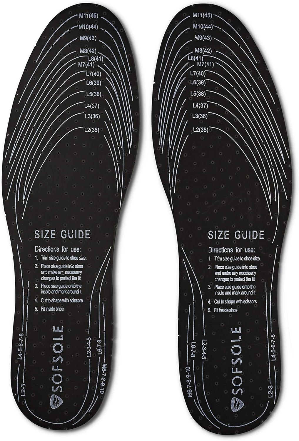 Sof Sole Insoles Trim-to-Fit Deodorizing Shoe Inserts 3 Pairs