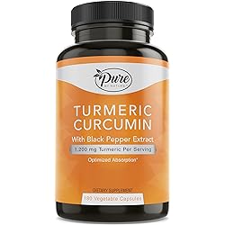 Pure By Nature Turmeric Curcuminoids with Black Pepper Extract 100% Organic, 180 Count