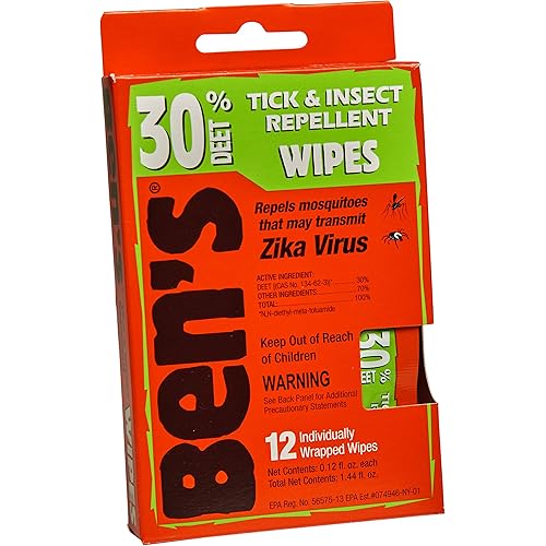 Ben's 30% DEET Mosquito, Tick and Insect Repellent Wipes, 12 Count, One Color