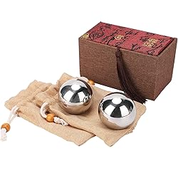 TenNuoDa Hand Steel Ball Solid,2pcs Stainless Steel Baoding Balls 50mm Dia Traditional Baoding Iron Balls Stainless Steel Hand Steel Ball for Hand Therapy Stress Relief