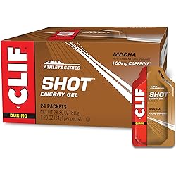CLIF SHOT - Energy Gels - Mocha - Non-GMO - Non-Caffeinated - Fast Carbs for Energy - High Performance & Endurance - Fast Fuel for Cycling and Running 1.2 Ounce Packet, 24 Count