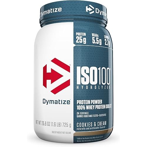 Dymatize ISO 100 Post Workout and Recovery Supplements, Cookies and Cream, 1.6 Pound Pack of 6