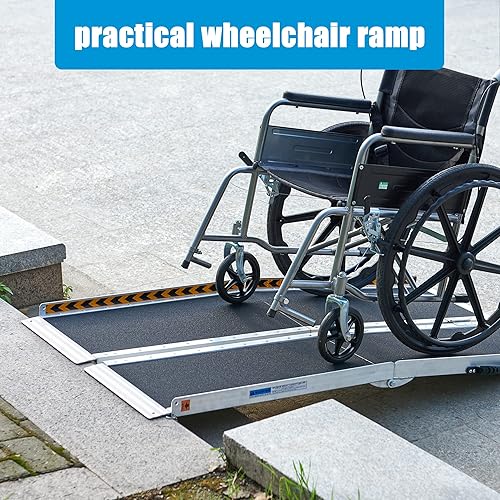 LEMNISCATE Wheelchair Ramp 6FT, Portable Wheelchair Ramp for Home, Lightweight Aluminum Ramp for Steps, Non-Skid Threshold Ramp for Doorways, Curbs, Foldable Mobility Scooter Ramp