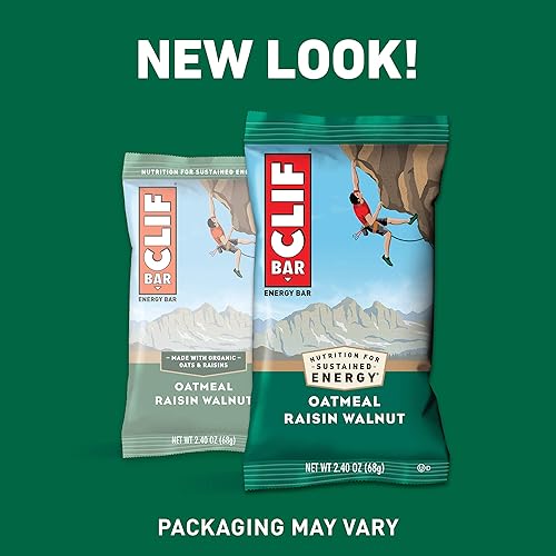 CLIF BARS - Energy Bars - Oatmeal Raisin Walnut - Made with Organic Oats - Plant Based Food - Vegetarian - Kosher 2.4 Ounce Protein Bars, 12 Count