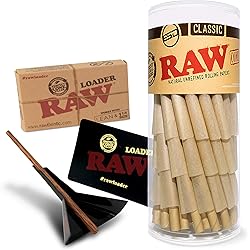 RAW Classic 1-14 Pre-Rolled Cones Bundle - 50 Pack and Cone Loader