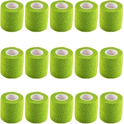 KISEER 15 Pack 2” x 5 Yards Self Adhesive Bandage Breathable Cohesive Bandage Wrap Rolls Elastic Self-Adherent Tape for Stretch Athletic, Sports, Wrist, Ankle Grass Green