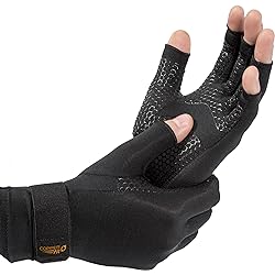 Copper Fit ICE Compression Gloves Infused with Menthol, Black, LargeX-Large