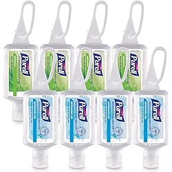 Purell Advanced Hand Sanitizer Variety Pack, Naturals and Refreshing Gel, 1 Fl Oz Travel Size Flip-Cap Bottle with Jelly Wrap Carrier Pack of 8 - 3900-09-ECSC