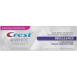 Crest 3D White Brilliance Advanced Whitening Technology Advanced Stain Protection Toothpaste, Vibrant Peppermint, 4.1 oz