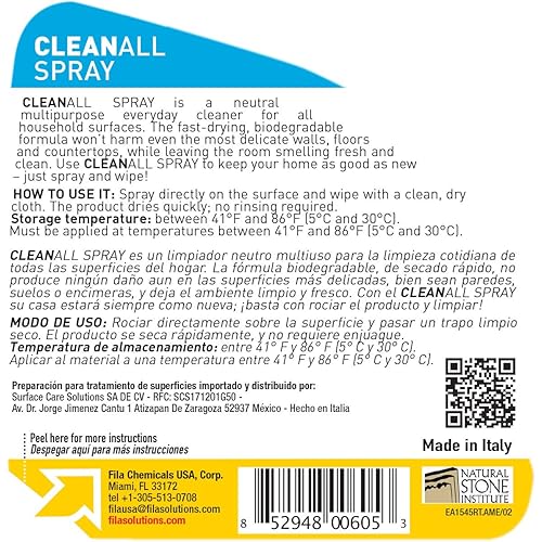 FILA Surface Care Solutions CLEANALL SPRAY Neutral All-Purpose Cleaner Spray, 24 OZ