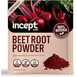 Incept Beet Root Powder, Nitric Oxide Booster,Improved Taste & No Additional Sweetener,Powdered Superfood for Healthy Heart & Body,Beets Powder Supplement,100% Natural Beetroot Powder,112 Serving,1 lb