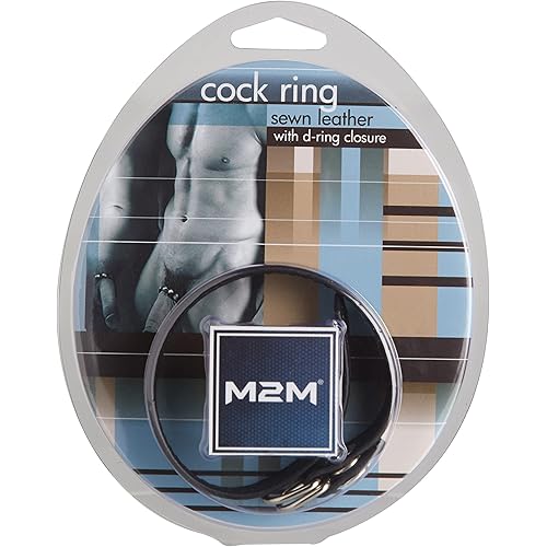 M2m Cock Ring, Leather, D Ring with Snap Release, Black