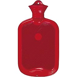 Classic Rubber Hot Water Bottle with Hanging Hole 2 Liters Red