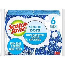Scotch-Brite Scrub Dots Non-Scratch Scrub Sponges, Sponges for Cleaning Kitchen, Bathroom, and Household, Non-Scratch Sponges Safe for Non-Stick Cookware, 6 Scrubbing Sponges