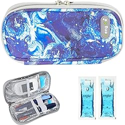 YOUSHARES Insulin Cooler Travel Case - Portable Medication Insulated Diabetic Travel case for Insulin Pen and Diabetic Supplies with 2 TSA Approved Cooler Ice Pack Quicksand Blue