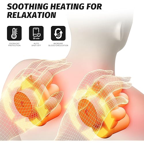Shiatsu Back and Neck Massager with Heat，Electric Deep Tissue 3D Kneading Massage Pillow for Shoulder, Legs, Foot and Body, Relax Gifts for Women Men Mom Dad