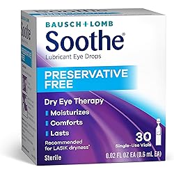 Bausch Lomb Soothe Preservative-Free Lubricant Eye Drops, Box of 28 Single Use Dispensers