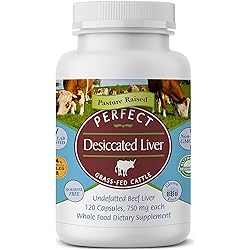 Perfect Supplements – Perfect Desiccated Liver – 120 Capsules - Undefatted Beef Liver – Natural Source of Protein, Iron, Vitamins A & B