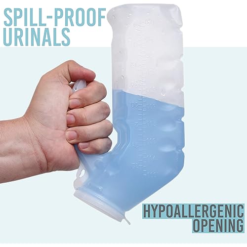 Wonder Sky Urinal Bottle for Men – 1000mL Pack of 2 – Spill Proof Men’s Urinal with Odor-Shield Lid - Portable Plastic Pee Bottle Container for Car, Travel, Elderly and Incontinence