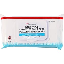 Cardinal Health 2BWPU-42 Premium Baby Wipes - Sensitive, Hypoallergenic, Free of Dyes, Fragrances, Lanolin, Parabens, Phthalates, Sulfates, 1,4-Dioxane and Q-15 - 24 Packs, 42 Ct - Total 1,008 Each