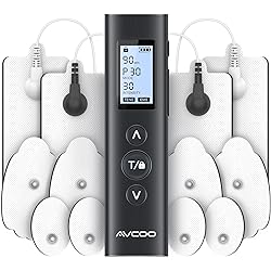 30 Modes Dual Channel TENS EMS Unit Compact Muscle Stimulator for Pain Relief Therapy, AVCOO Ultra Portable Electronic Pulse Massager with 12 Pads, Dust-Proof Storage Bag, Fastening Cable Ties