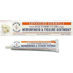 Doctor Butler's Advanced Hemorrhoid & Fissure Ointment - Lidocaine Hemorrhoid Treatment That Helps Protect Skin While Healing for Fast Acting Pain Relief, Itch Relief and Swelling 1.5 oz. Tube