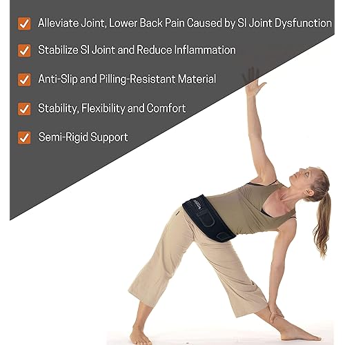 Vriksasana Sacroiliac Hip Belt for Women and Men That Alleviates Sciatic, Pelvic, Lower Back, Leg and Sacral Nerve Pain Caused by Si Joint Dysfunction| Trochanter Brace Regular, Black