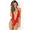 RENE ROFE Red Open Back Lace and Net Teddy in Sm