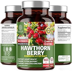 N1N Premium Hawthorn Berry Capsules [Max Strength, 2660mg] All Natural Hawthorn Extract Supplement to Support Heart Health and Immunity, 120 Caps