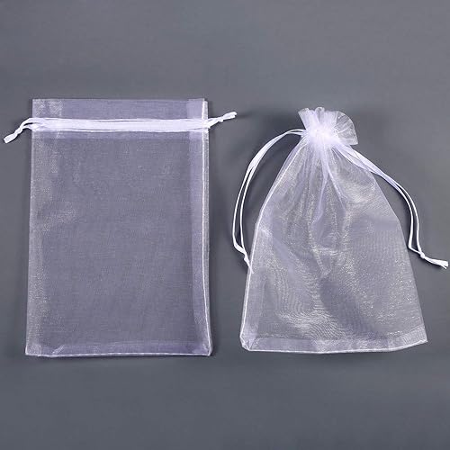 Mudder Organza Gift Bags Wedding Favour Bags Jewelry Pouches, Pack of 100 5.1 x 7.1 Inch, White