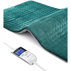Boncare LCD Digital Control Extra Large Heating Pads for Cramps and Back Pain Relief with Auto Shut Off Fomentera de Calor Super Soft Moist Dry Heat 12” x 24” Green