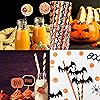 Halloween Paper Straws,200 Pcs Biodegradable Paper Drinking Straws For Halloween Party Supplies 10 Mixed Styles, Ghosts, Skulls, Pumpkins, Bats and Other Elements