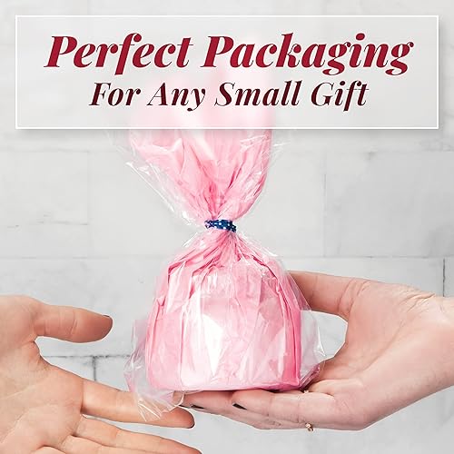 200 Pack Clear Plastic Cellophane Bags - Goodie Bags | With 4" Twist Ties | Candy Bags | Cookie Bags | Treat Bags with Ties | Clear Gift Bags | Cellophane Treat Bags 6X10 Inch Pack of 200