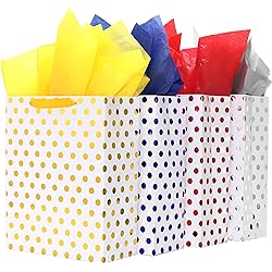 4 Pack 13" Large Gift Bags With Tissue Paper