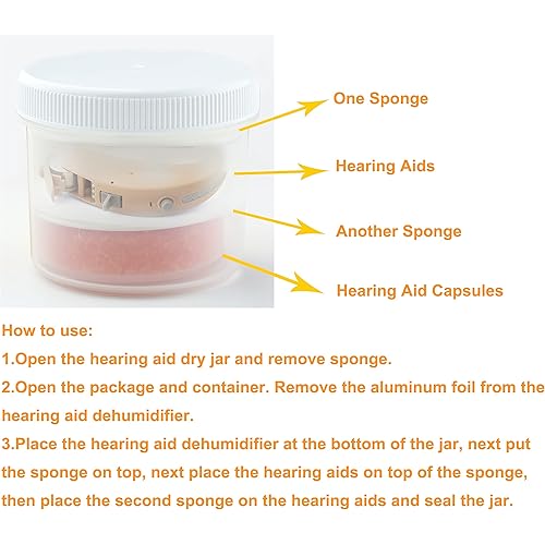 Wisesorb Hearing Aid Dryer, Hearing Aid Dehumidifier, Hearing Drying Jar and Dehumidifier Set 1 Container and 1pcs × 30g Capsules