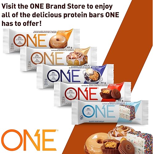 ONE Protein Bars, Gluten Free Protein Bars with 20g Protein and Only 1g Sugar, Guilt-Free Snacking for High Protein Diets, Cinnamon Roll, 2.12 oz 12 Count