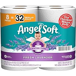 Angel Soft® Toilet Paper with Fresh Lavender Scent, 8 Mega Rolls = 32 Regular Rolls, 2-Ply Bath Tissue