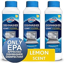 Glisten Dishwasher Cleaner & Disinfectant, Removes Limescale, Rust, Grease and Buildup, All-Natural, Fresh Lemon, 3-Pack DM03N