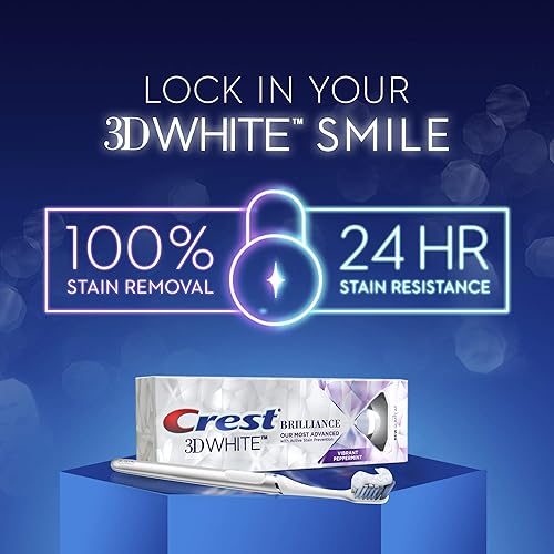 Crest 3D White Brilliance Toothpaste, Vibrant Peppermint, 3.9 Oz Pack of 3