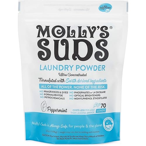 Molly's Suds Original Laundry Detergent Powder | Natural Laundry Detergent for Sensitive Skin | Earth-Derived Ingredients, Stain Fighting | 70 Loads