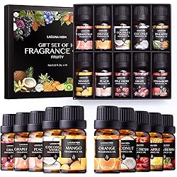Fragrance Oil Set - Premium Grade 10 Pcs Scented Oils for Candle Making, Soap Scents, Aroma Beads, Bath Bombs, Perfume & Flavoring Oil for Lip Gloss - Organic Essential Oils with Fruity Scents 10ml