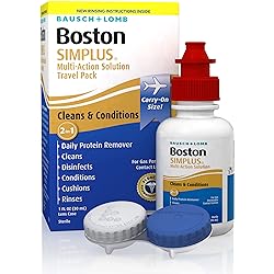 Contact Lens Solution by Boston Simplus, for Gas Permeable Contact Lenses, Contact Lens Case Included, 1 Fl Oz