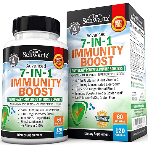 Immune Support Supplement with Zinc Vitamin C Vitamin D 5000 IU Elderberry Ginger D3 Goldenseal - Dr Approved Immunity Vitamins for Adults Women and Men - Natural Immune System Booster Defense -120ct